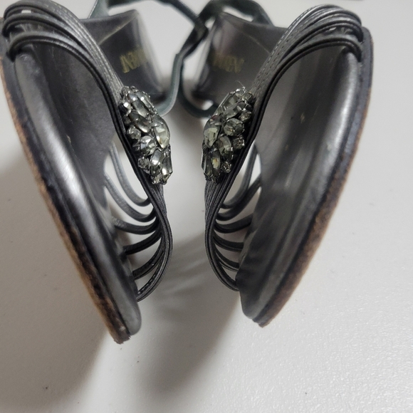 Yves Saint Laurent Grey Silver Heels with Crystal Embellishments. - Picture 12 of 16